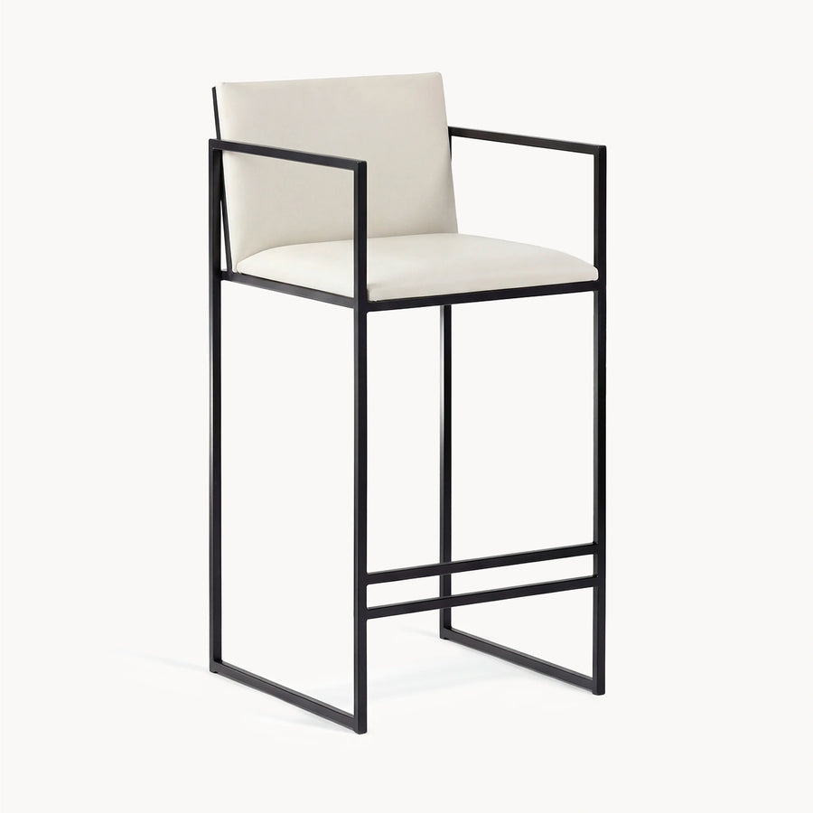 Counter & Bar Stool Bruno – Black Frame – Ivory Leather