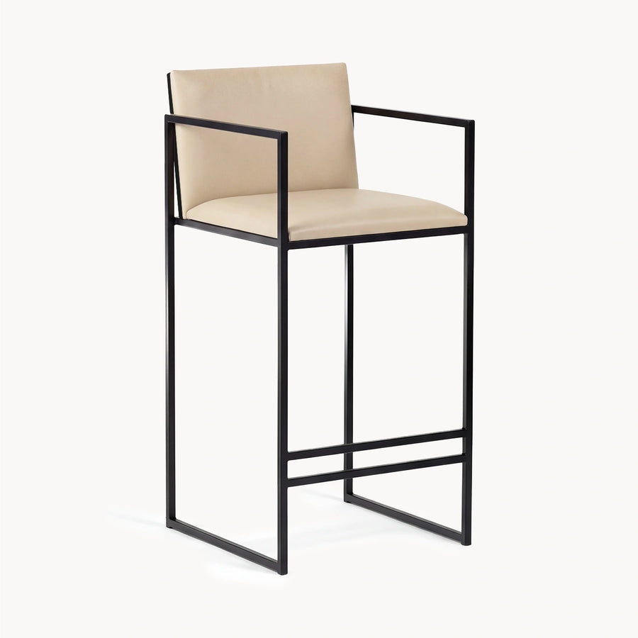 Counter & Bar Stool Bruno – Black Frame – Sand Leather