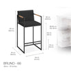 Bruno Bar stool - Black - Jade black leather - Coffee bean