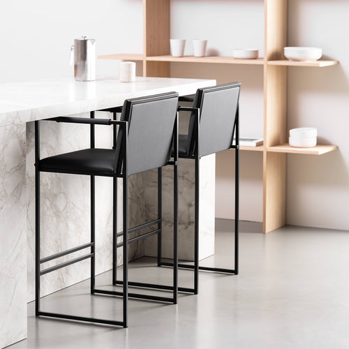 Tabouret de bar Bruno - Noir - Cuir Jade black - Jade black