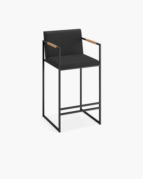 Tabouret de bar Bruno - Noir - Cuir Jade black - Coffee bean