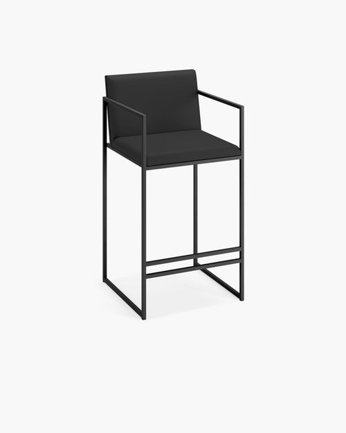 Tabouret de bar Bruno - Noir - Cuir Jade black