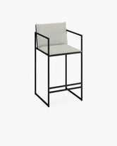Outdoor Bar Stool Bruno in black with marble acrylic design, perfect for luxurious patio seating.