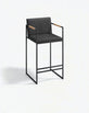 Bruno Bar stool - Black - Jade black leather - Coffee bean