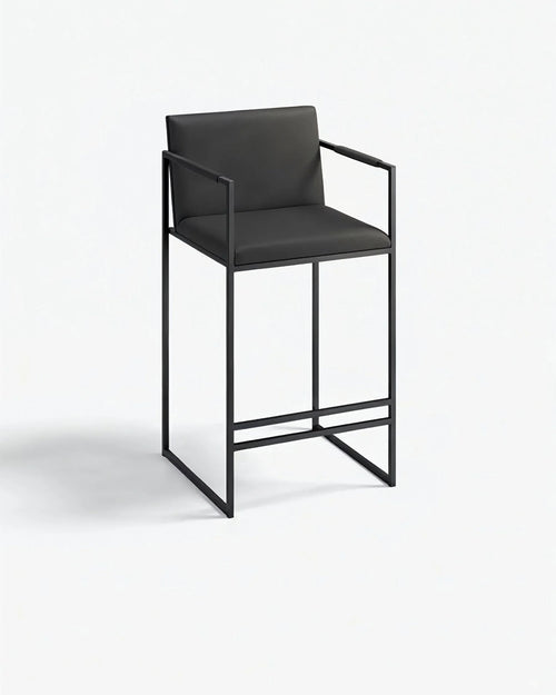 Tabouret de bar Bruno - Noir - Cuir Jade black - Jade black