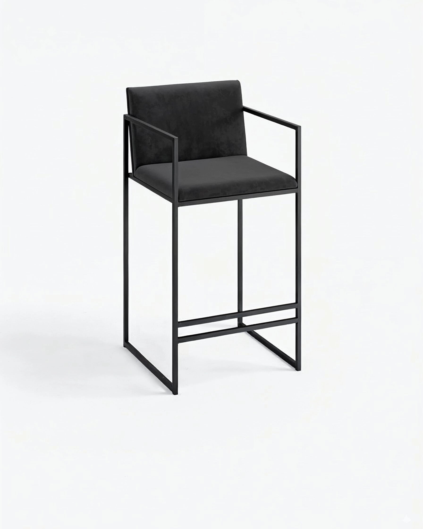Tabouret de bar Bruno - Noir - Velours Jade black