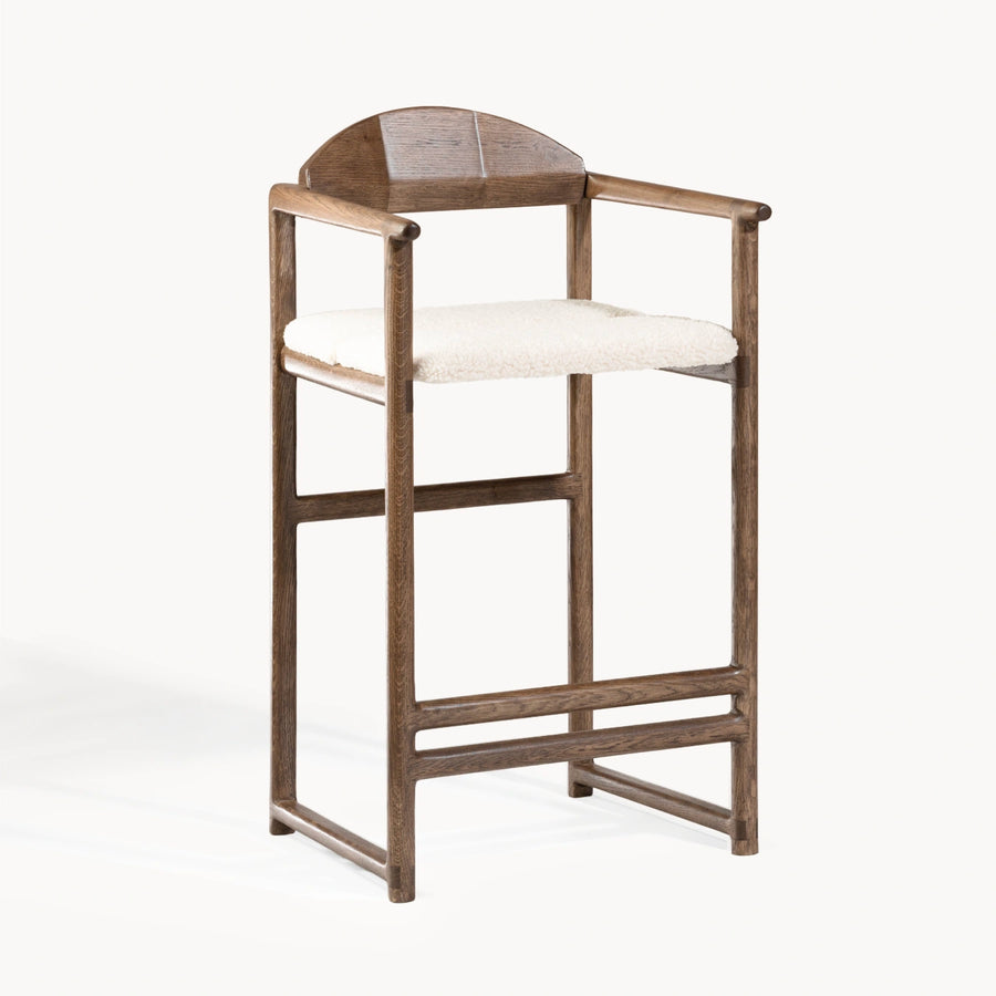 Oak Counter & Bar Stool Carl – Dark Oak – Ivory Bouclé