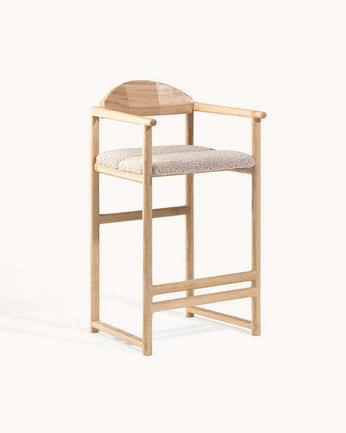 Oak Counter & Bar Stool Carl – Oak – Greige Bouclé