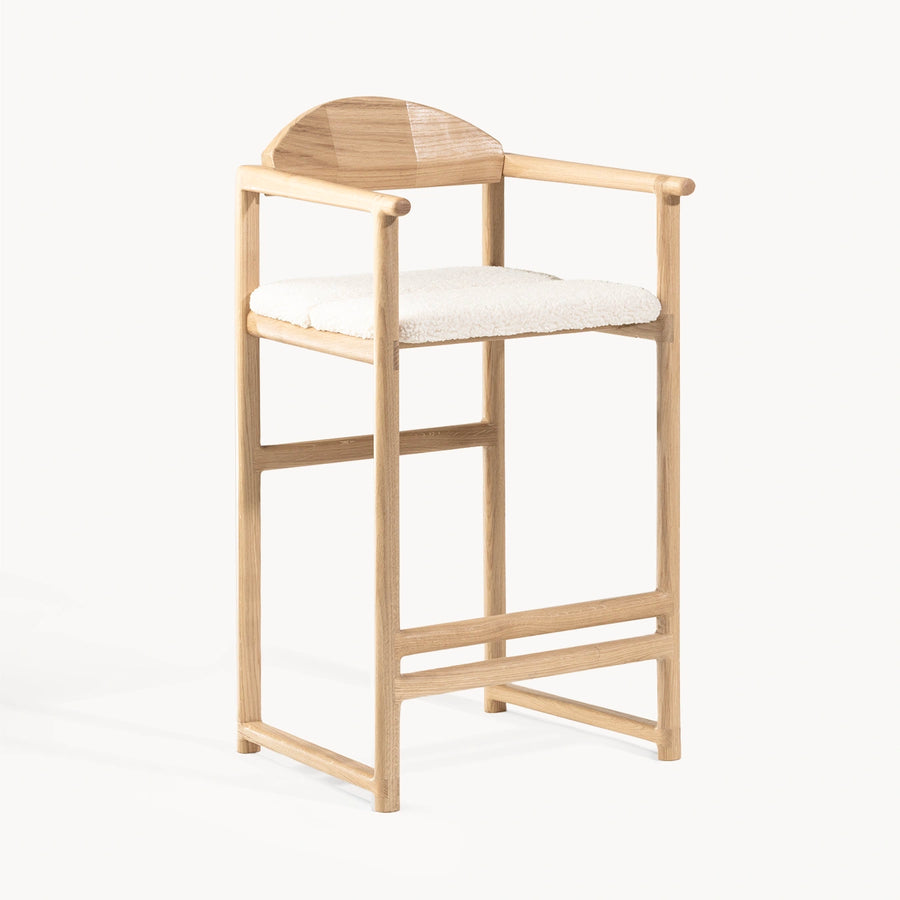 Oak Counter & Bar Stool Carl – Oak – Ivory Bouclé