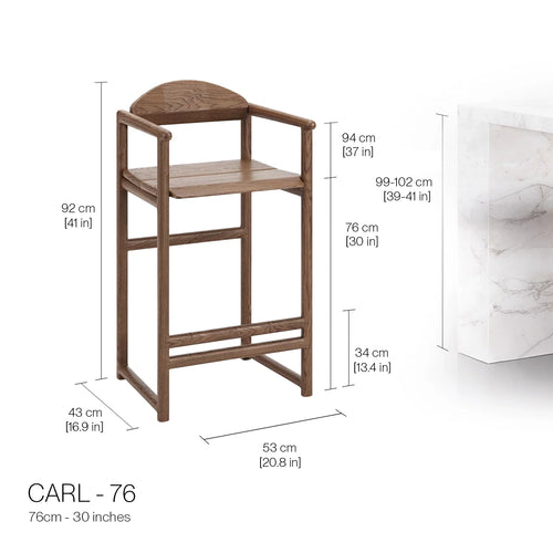 Carl Bar stool - Dark oak - Ivory bouclé
