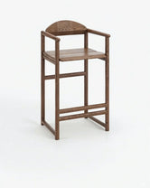 Oak Bar Stool in dark oak wood frame, designed for comfort and style, perfect for kitchen islands or bars.