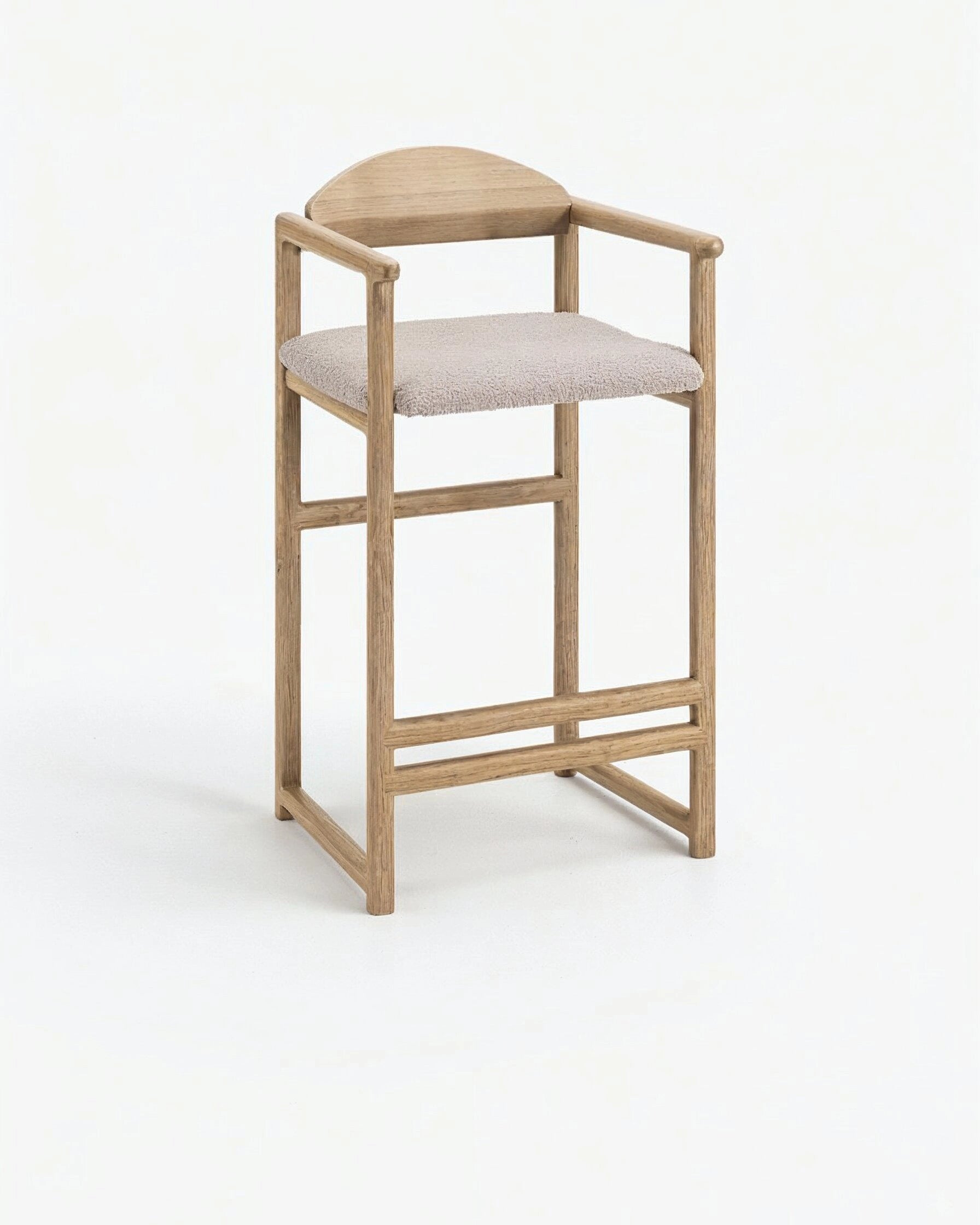 Carl Bar stool - Oak - Greige bouclé