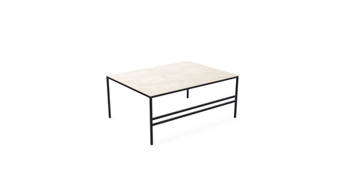 Coffee Table Anton, black powder-coated steel frame with Dekton Grigio top