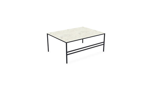 Coffee Table Anton, black powder-coated steel frame with Dekton Sabbia top