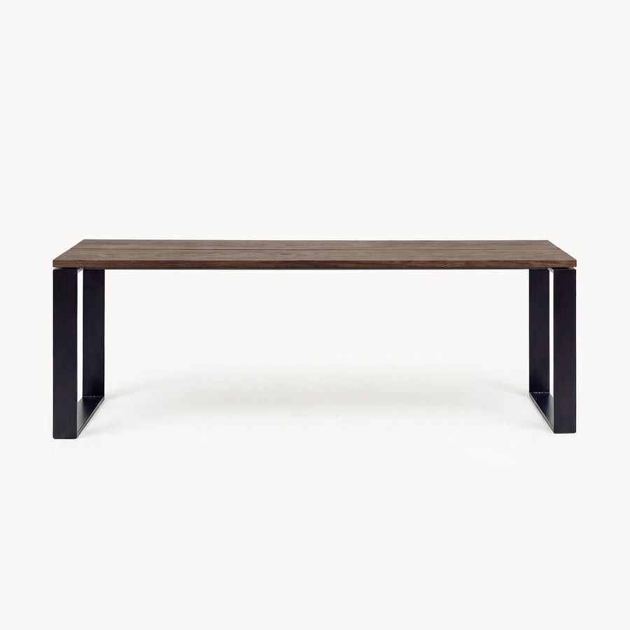 Dining Table Diana – Black Frame – Dark Oak Top