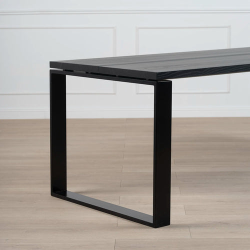 Diana dining table in black with sleek black oak design, featuring a modern square frame, perfect for contemporary dining spaces.