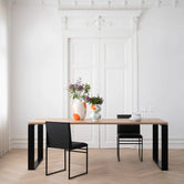 Diana  - Black Frame - Oak Wood Top from by Crea - Dining Table.