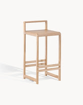 Oak Bar Stool Ebba - Wooden Bar Stool with square seat and backrest, perfect for kitchen islands.