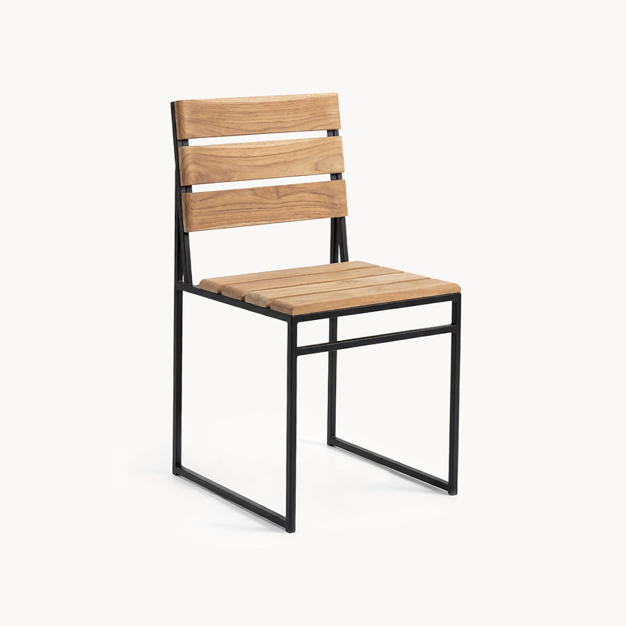Outdoor Dining Chair Edith – Black Frame – Teak
