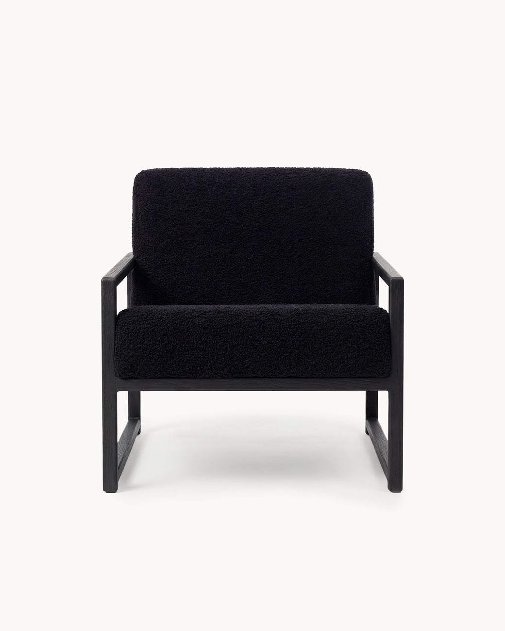 Armchair Einar – Black Oak Frame – Black Bouclé Cushion