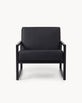 Armchair Einar – Black Oak Frame – Jade Black Leather Cushion