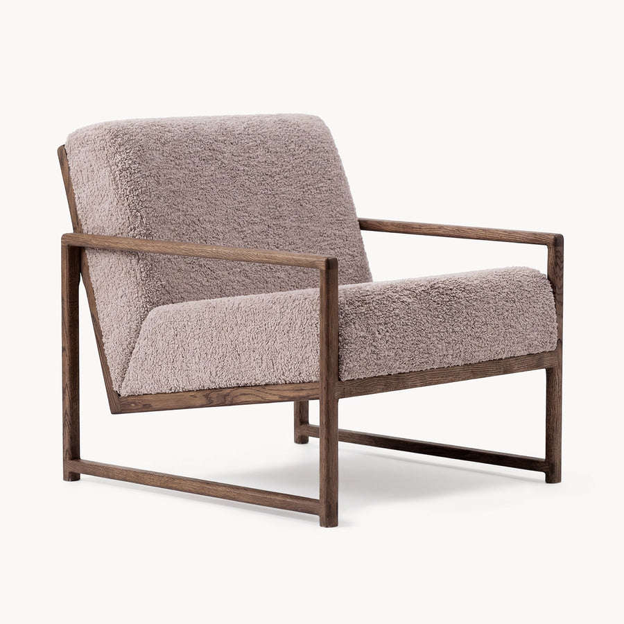 Fauteuil en chêne Einar – Chêne foncé – Bouclette Greige