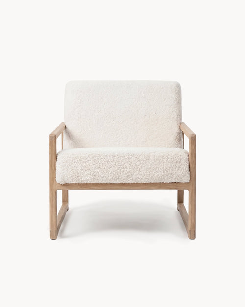 Fauteuil lounge Einar – Chêne – Bouclé ivoire