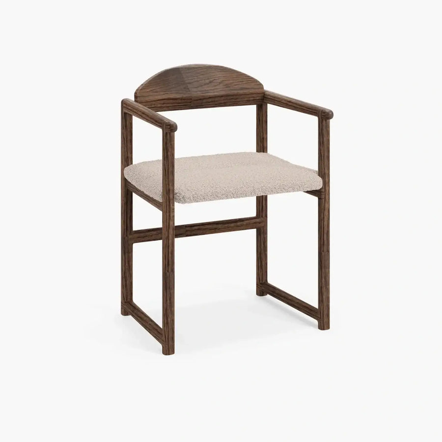 Oak Dining Chair Erik – Dark Oak – Greige Bouclé