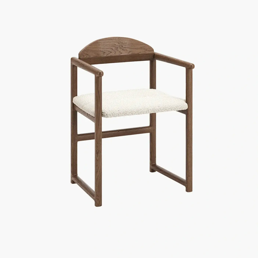 Oak Dining Chair Erik – Dark Oak – Ivory Bouclé