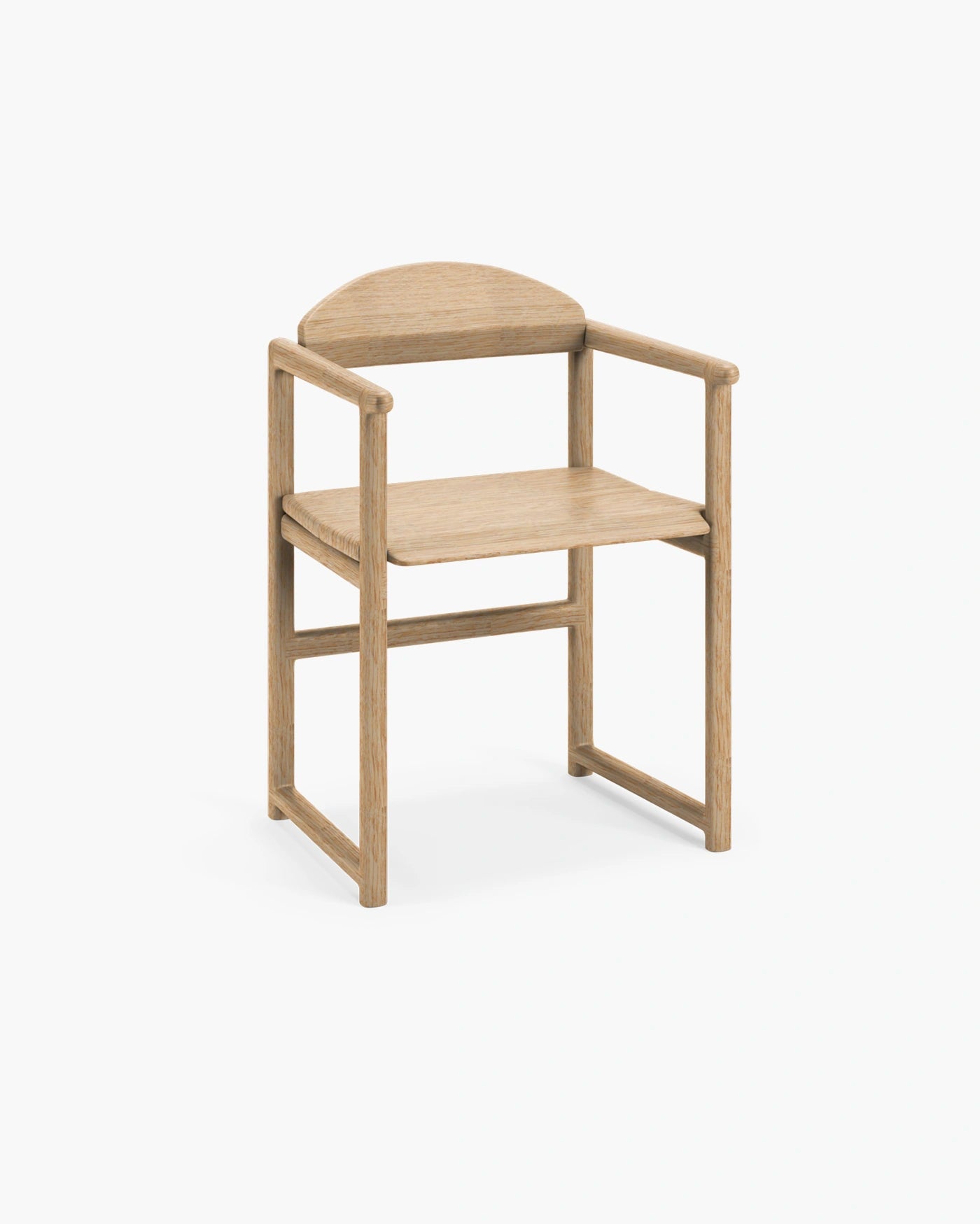 Erik dining chair in solid wood, featuring a timeless Scandinavian design with curved arms for comfort.