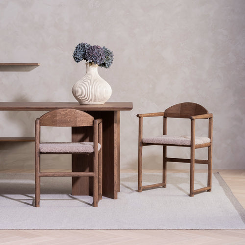 Erik Dining chair - Dark oak - Greige bouclé