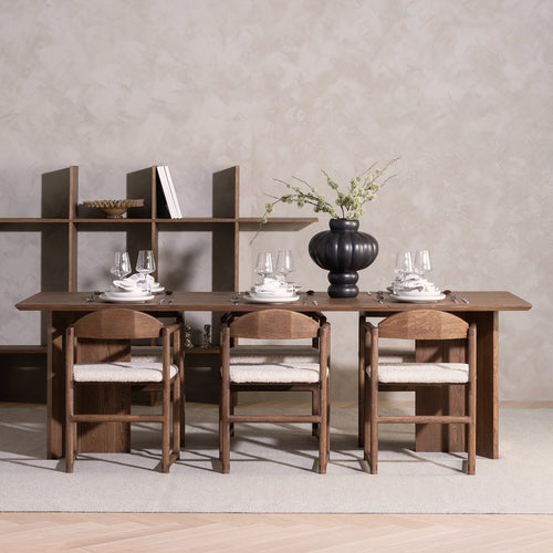 Erik Dining chair - Dark oak - Ivory bouclé