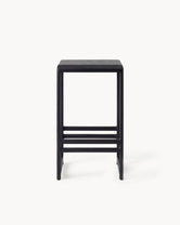 Oak Bar Stool Eva in black oak with wood seat, perfect for kitchen islands and dining areas.