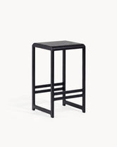 Oak Bar Stool Eva in Black Oak with wooden seat, ideal for kitchen islands and counter tops.