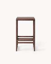 Oak Bar Stool Eva in dark oak wood, designed for kitchen islands and residential bars.