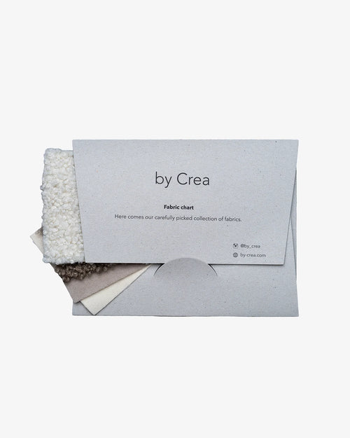 Fabric chart by Crea showcasing a curated collection of different fabric samples.