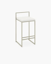 White Bar Stool Freja with white seat and minimalist white frame for modern indoor spaces.