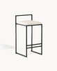 Freja Bar stool - Black - Ivory leather