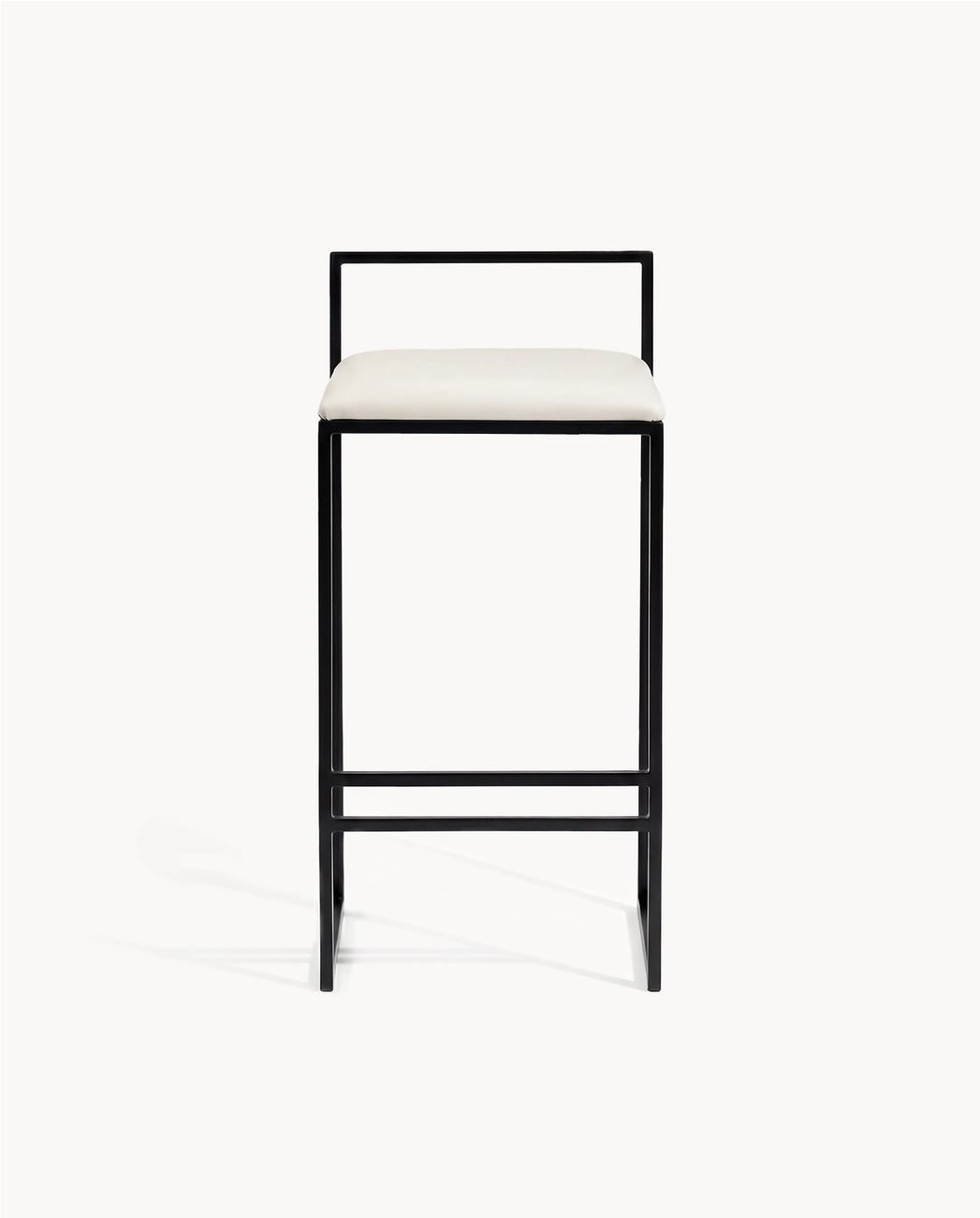 Barstol Freja – Svart ram – Sittdyna i Ivory-läder