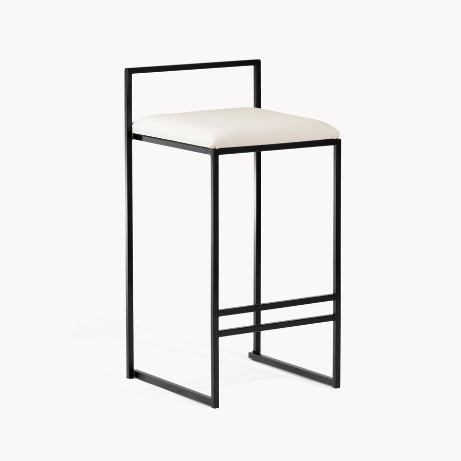 Tabouret de bar Freja – Noir – Cuir Ivory
