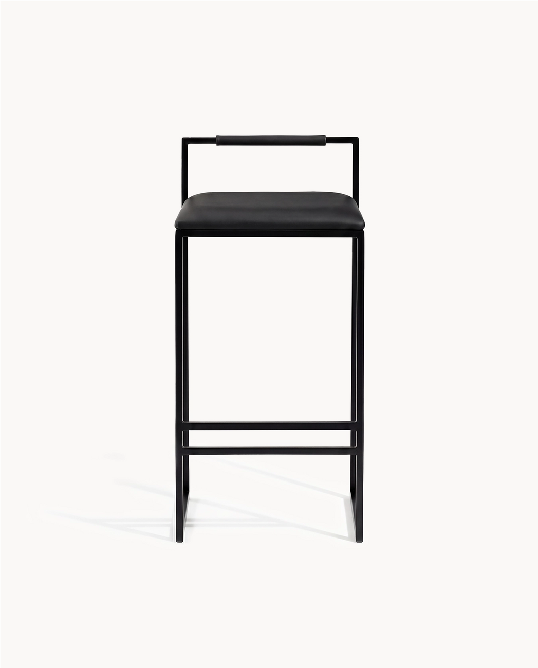 Barstol Freja – Svart ram – Sittdyna i svart läder – Svart Ryggstöd