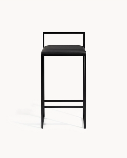 Barstol Freja – Svart ram – Sittdyna i Jade Black-läder