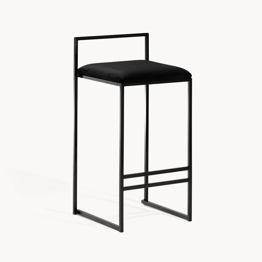 Tabouret de bar Freja – Noir – Velours Jade Black
