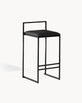 Freja Bar stool - Black - Jade black leather