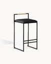 Freja Barstol - Svart - Jade black läder - Latte
