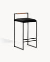 Freja Barstol - Svart - Jade black sammet - Coffee bean