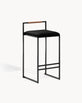Freja Bar stool - Black - Jade black velvet - Coffee bean