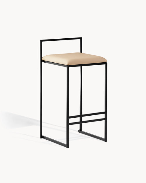 Tabouret de bar Freja - Noir - Cuir latte 