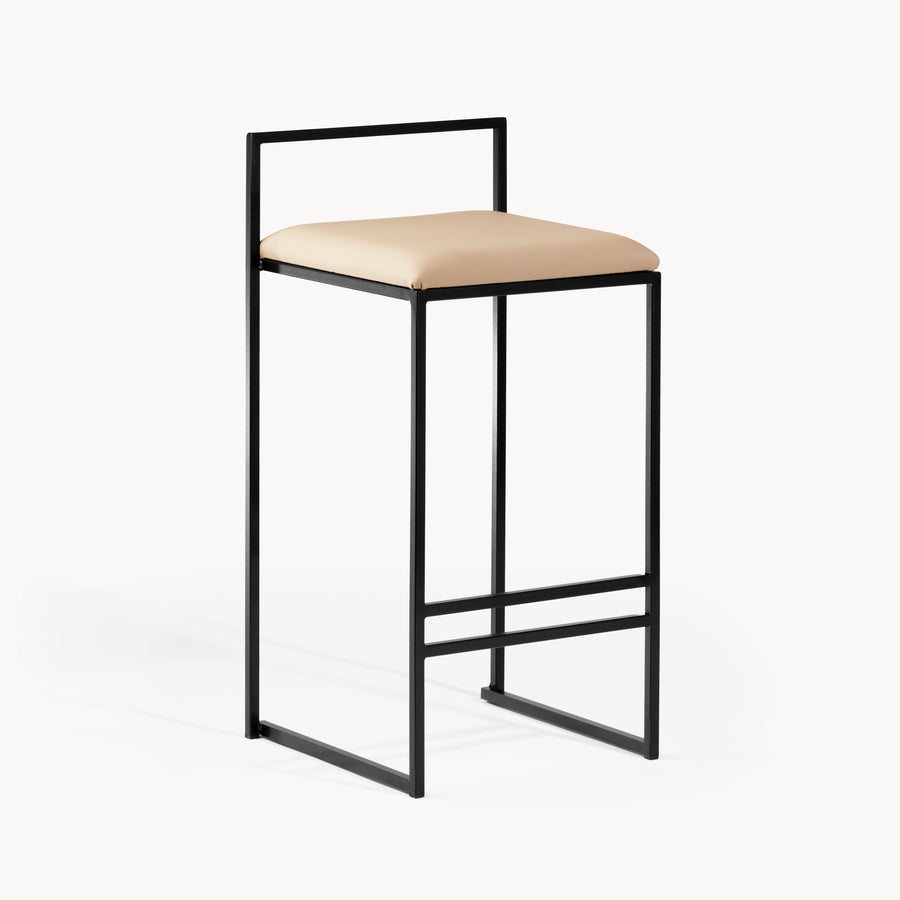 Tabouret de bar Freja – Noir – Cuir Latte