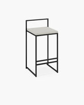 Outdoor Bar Stool Freja in black with marble acrylic seat, perfect for Scandinavian-inspired outdoor spaces.
